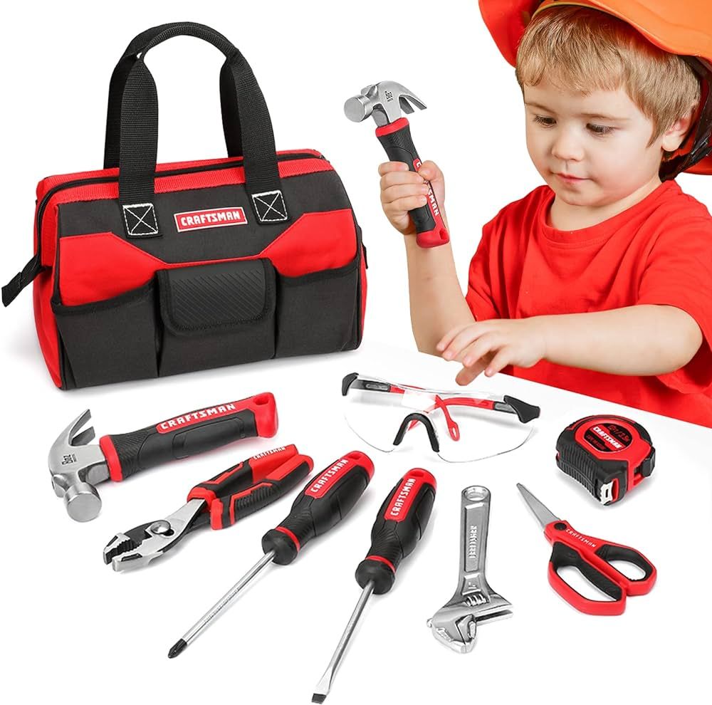 Craftsman 8-Piece Kids Junior Tool Set with Tool Bag, Real Tools & Accessories For Boys & Girls, ... | Amazon (US)