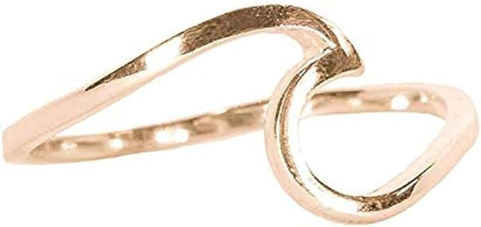 Pura Vida Rose Gold Coated Wave Ring - Gold Plated .925 Sterling Silver - Size 5 | Amazon (US)