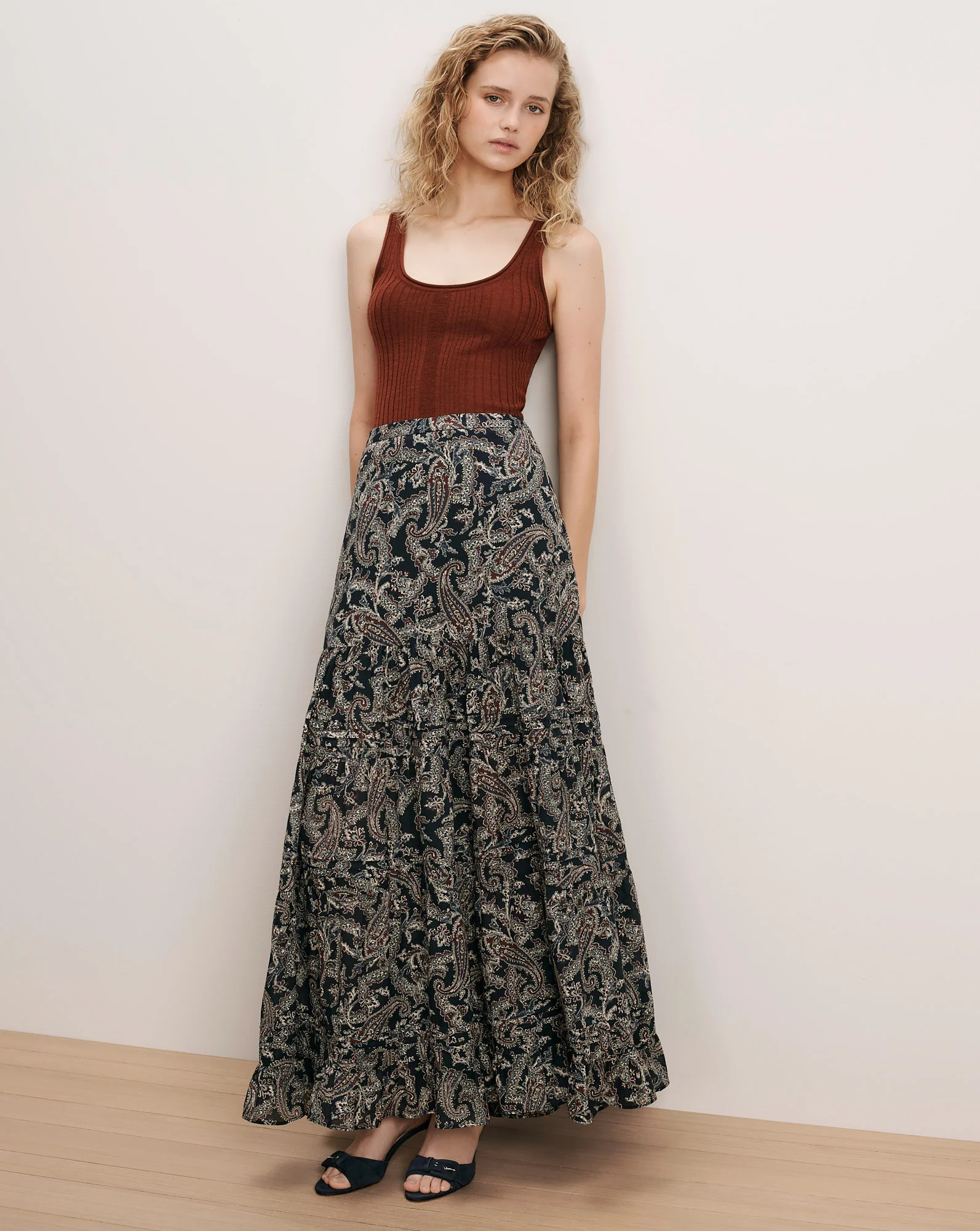 Heatheralyn Paisley Maxi Skirt in Navy Multi | Veronica Beard | Veronica Beard