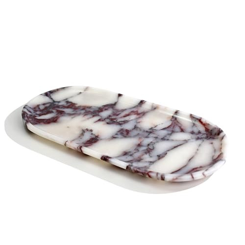 Natural Marble Tray, Coffee Table, Food, Fruit, Paper Cup, Cake Display, Coffee bar, Family Gatherings, Seasonal Holiday Decoration Tray(Viola-oval-11 x5 x0.7) | Amazon (US)