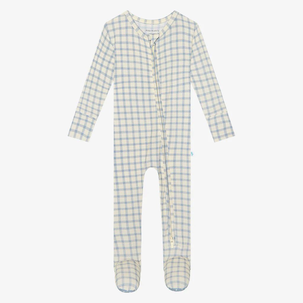 Gingham Check Yellow One Piece Baby Footie Pajamas | Carver | Posh Peanut