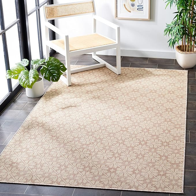 Martha Stewart x SAFAVIEH Outdoor Area Rug Collection - 6'5" x 9'6", Natural & Beige, Weather Res... | Amazon (US)
