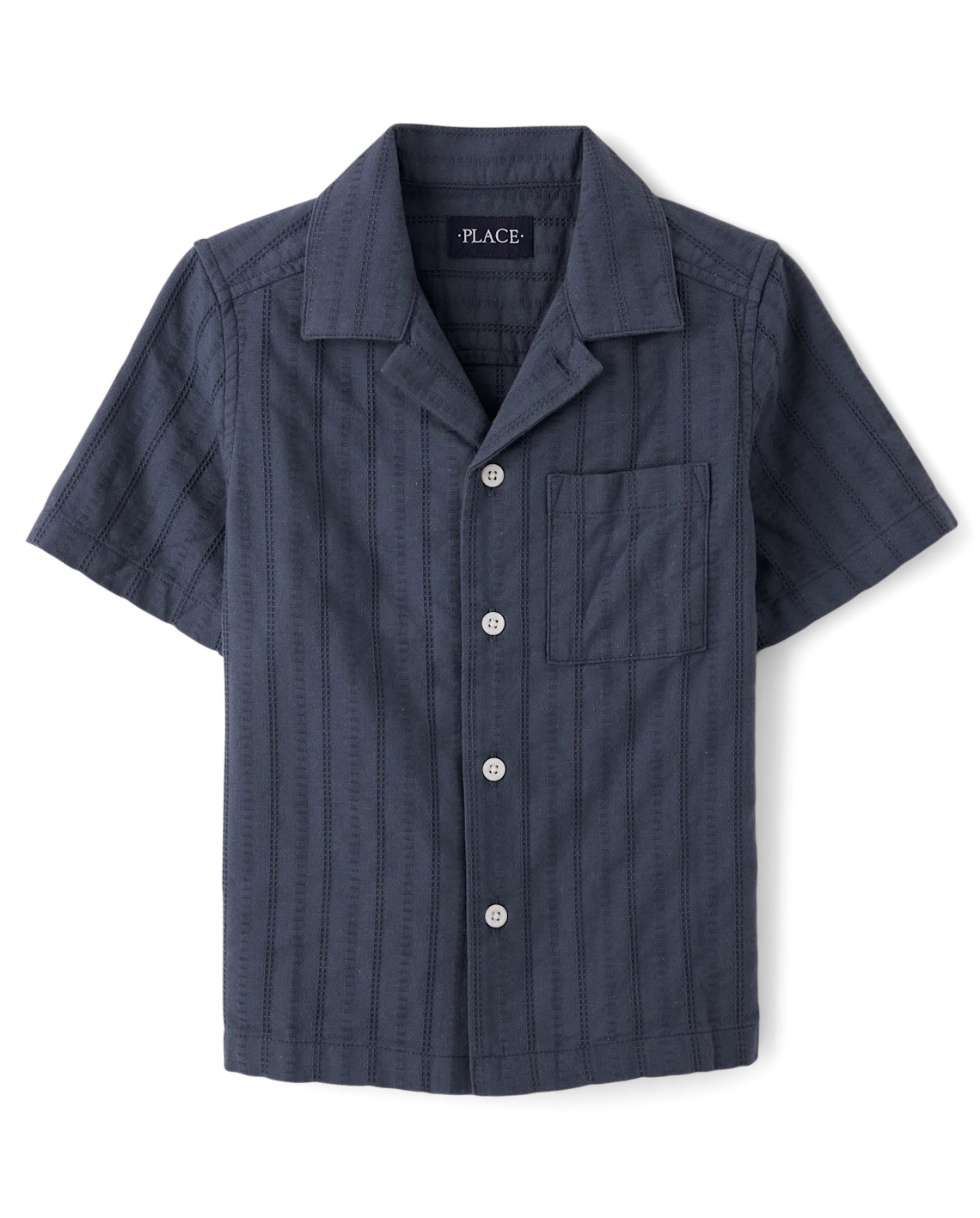 Boys Plaid Textured Button Up Shirt - blue | The Children's Place