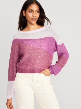 Sheer Boat-Neck Sweater for Women | Old Navy (US)