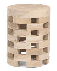 14x18 Dacosta Teak Wood Round Accent Table | Marshalls