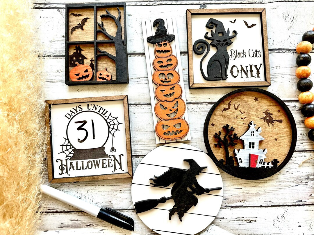 Halloween Tiered Tray Decor |Haunted mansion Farmhouse Halloween Decor | Tier Tray Decor | Hallow... | Etsy (US)