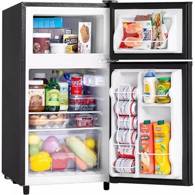 Manastin 3.5 Cu.Ft Mini Fridge With Freezer, Adjustable Thermostat, Low Noise, Removable Glass Shelves, 2 Door Small Refrigerator For Kitchen, Office, | Wayfair North America