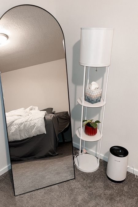 New home finds! I love this Amazon floor length mirror under $90! White floor length lamp with shelves from Target (under $60). & no bedroom is complete without a air purifier  

#LTKhome