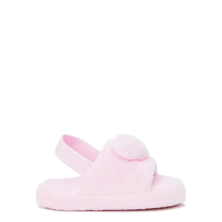 Wonder Nation Little and Big Girls Plush Slide Slippers with Heel Strap, Sizes 5/6-11/12 - Walmar... | Walmart (US)