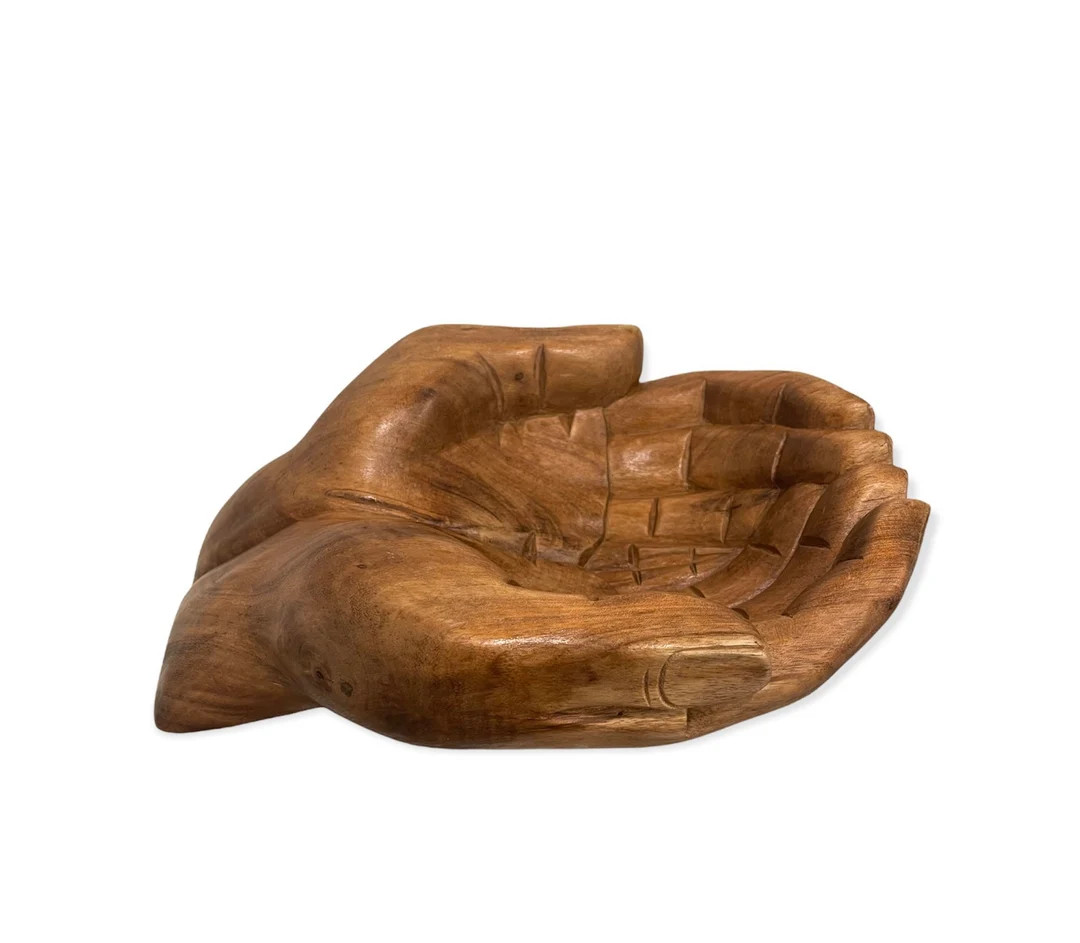 Uniquk Large Wood Carved Praying Hand Bowl | Etsy (US)
