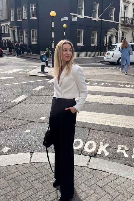Insta & TikTok @pmmatter for outfit inspiration 🖤 Any questions? DM me on Insta! - minimal style, street style, casual elegant, easy outfit, everyday style, outfit inspiration, clean girl aesthetic, casual elegance, motel black wide leg trousers, Zara white cropped tweed blazer, black Celine nano luggage bag, heeled boots

#LTKfit #LTKstyletip