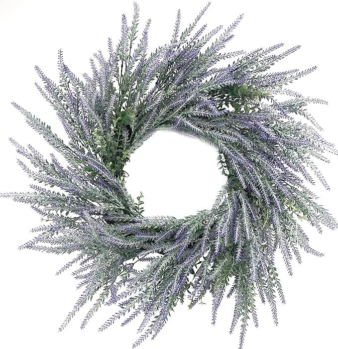 Lavender Front Door Wreath 24 Inch Spring Purple Grapevine Farmhouse Large Wreath with Green Leav... | Amazon (US)