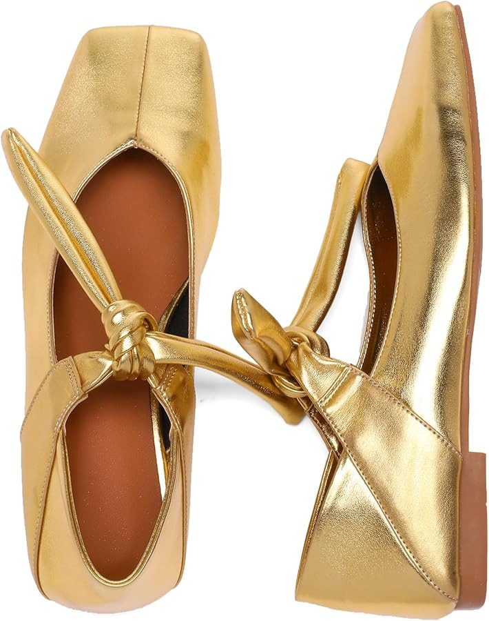 Silver Ballet Flats for Women Mary Jane Flats | Amazon (US)