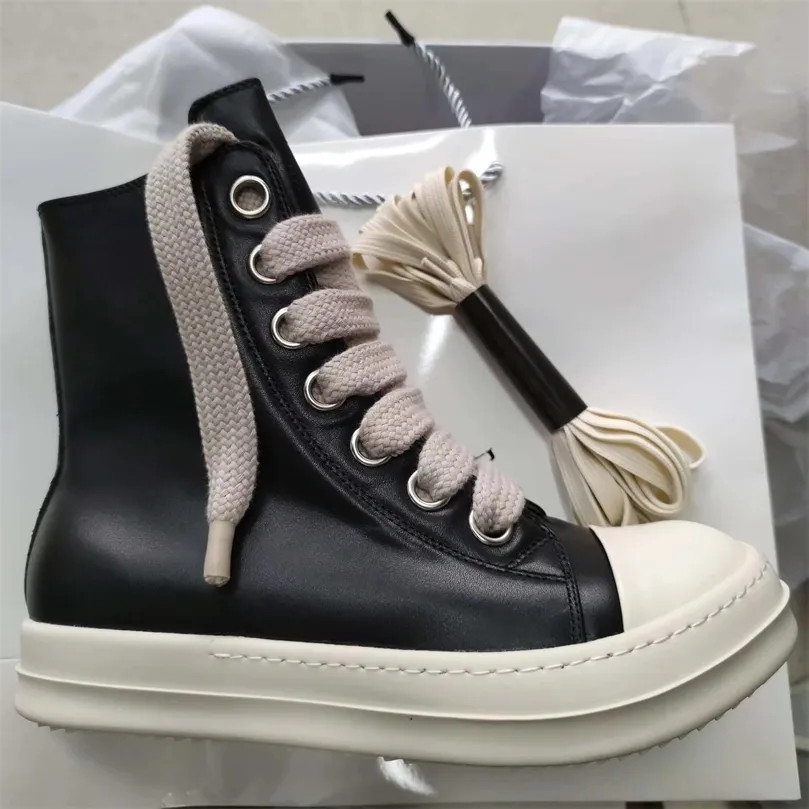 Rick Shoes Women Leather Boots Owens Canvas Luxury Sneaker Mens Sneakers Streetwear Hip Hop Mens ... | DHGate