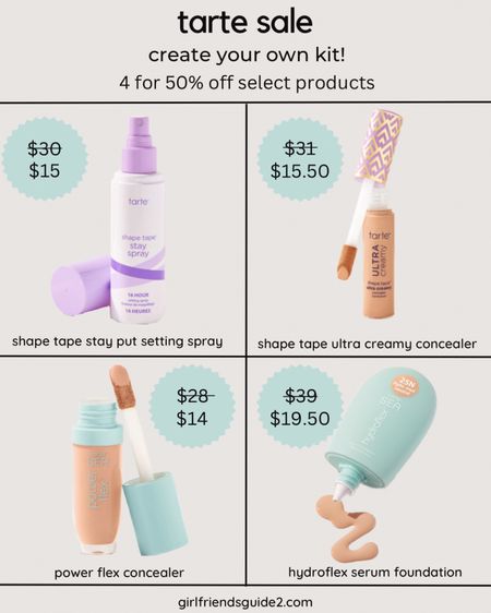 What’s in my cart for the Tarte sale. My favorite foundation the sea hydroflex in 25N, sea power flex concealer in light-medium neutral, shape tape ultra creamy concealer in light-medium and shape tape stay spray setting spray. 

#LTKbeauty #LTKsalealert #LTKBeautySale