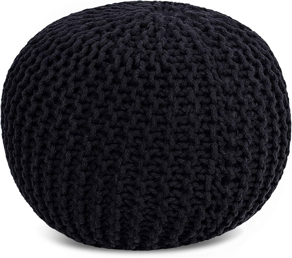 BIRDROCK HOME Round Floor Pouf Ottoman | Cotton Braided Foot Stool | Bedroom and Living Room Home... | Amazon (US)