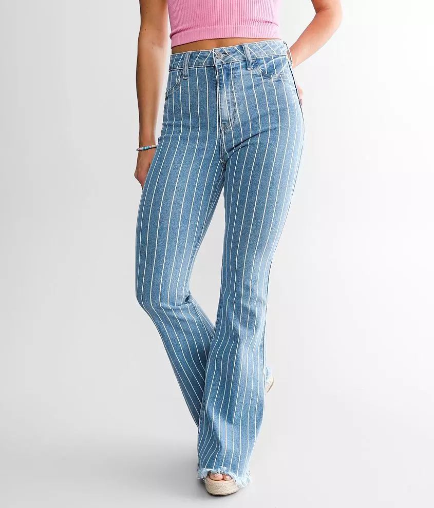 Cello Jeans High Rise Striped Flare Stretch Jean | Buckle