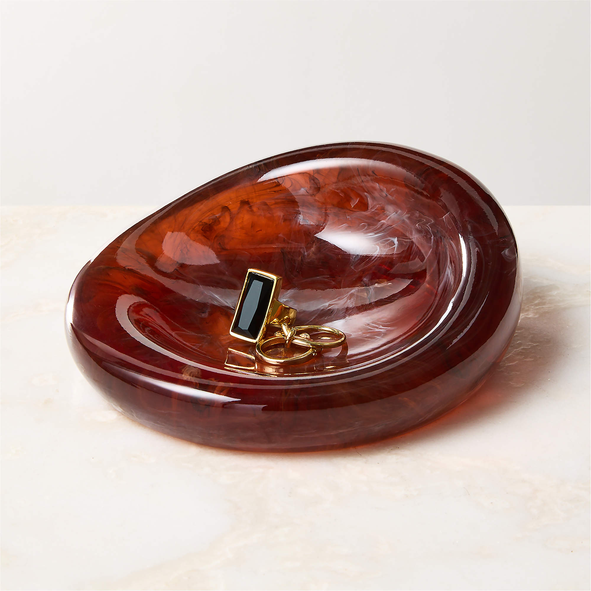 Anya Brown Swirled Resin Catchall Dish | CB2 | CB2