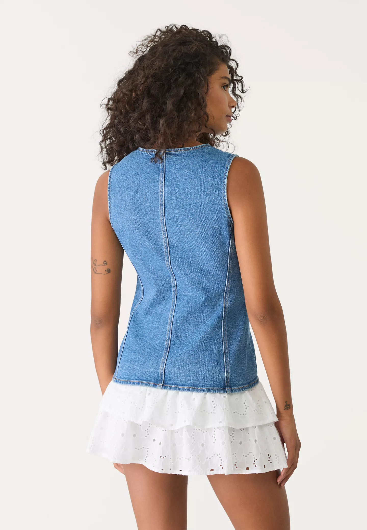 Denim top with buttons | Stradivarius (UK)