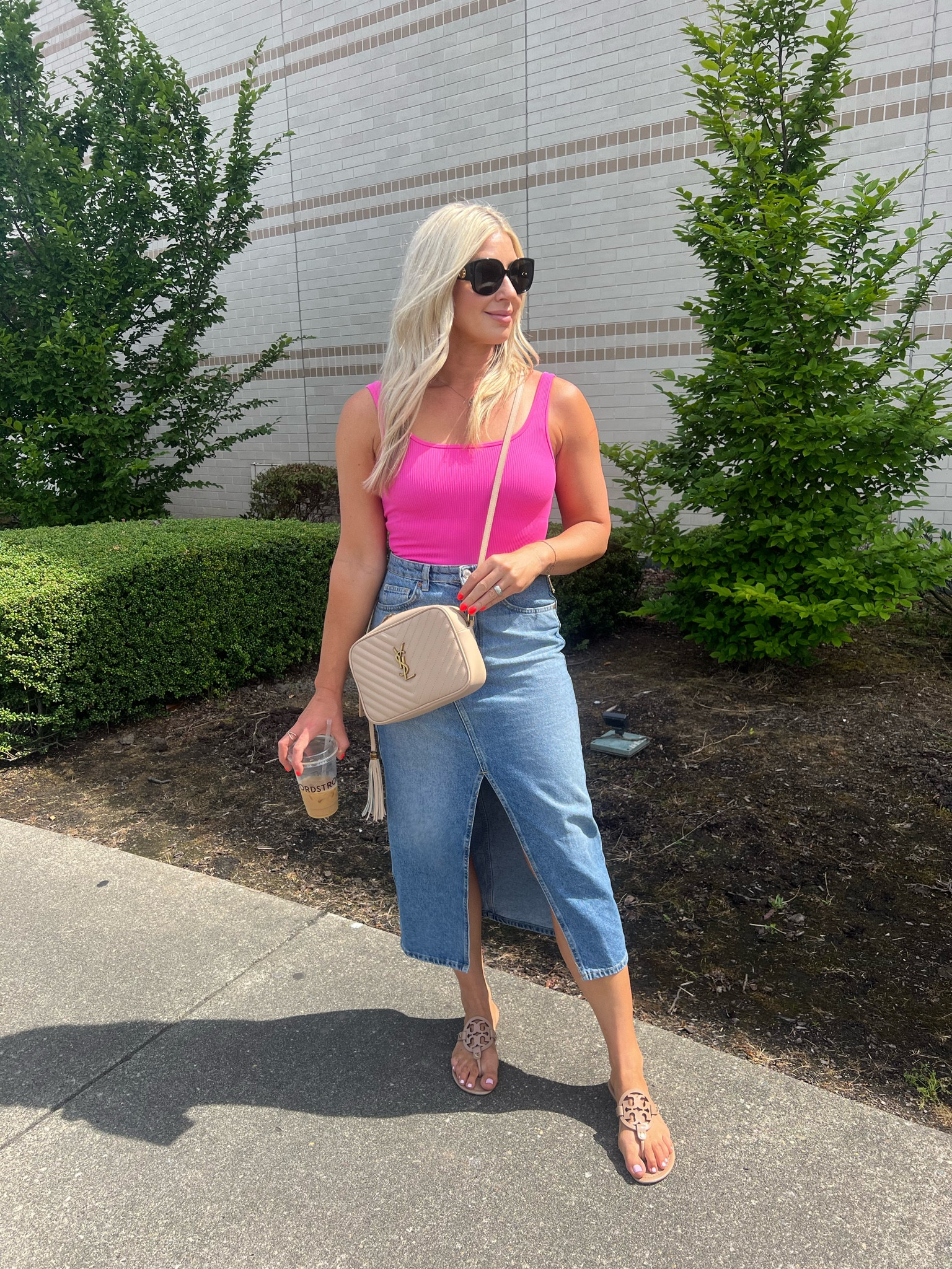 Valentine’s bodysuit that’s cute with anything! Sucks it all in too! Three pack. Size up 1/2 in sandals. Skirt runs tts or size down one 

#LTKSeasonal #LTKover40 #LTKfindsunder50