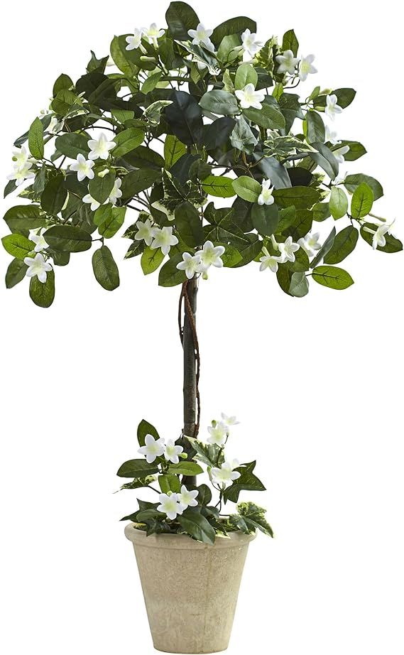 Nearly Natural 3ft. Stephanotis Planter Artificial Topiary, 3', Green | Amazon (US)