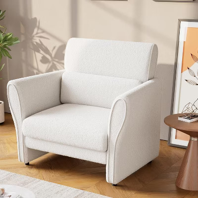 Modern Accent Chair with Arms, Mid-Century Lounge Chair, Comfy Single Sofa, Boucle Upholstered Armchair, for Living Room, Bedroom, (Single Sofa) | Target