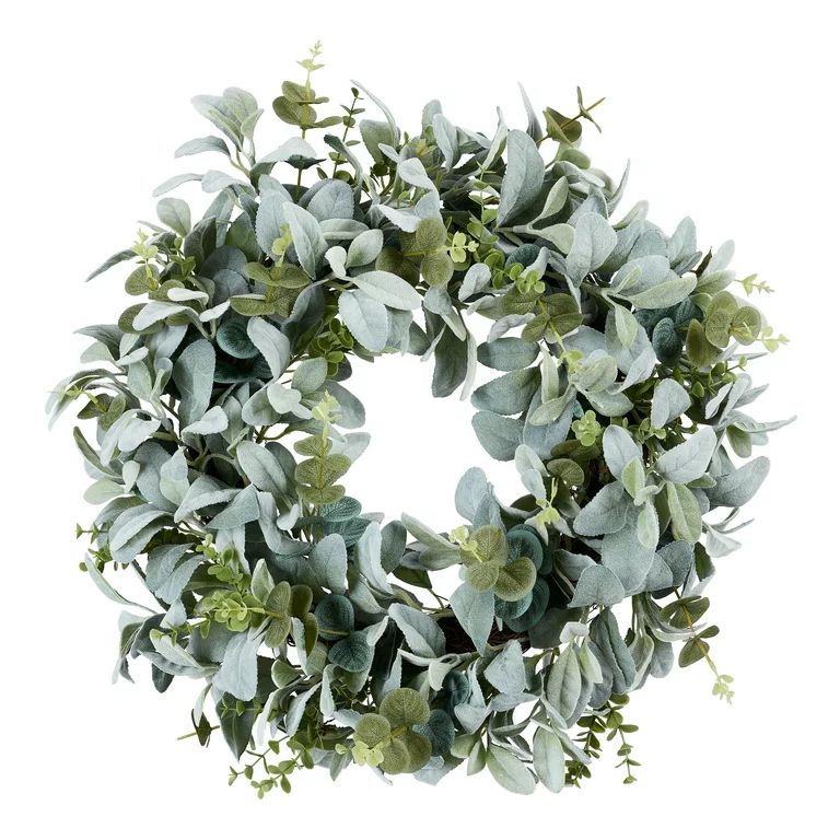 Holiday Time 22inch Unlit Lambs Ear Wreath - Walmart.com | Walmart (US)