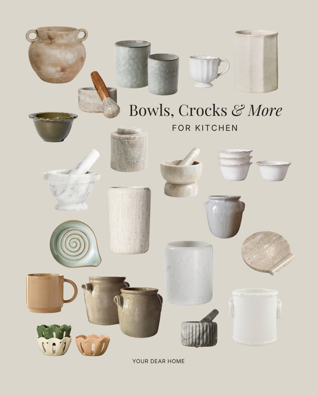 When it comes to kitchen countertop styling, small details like bowl stacks, a mortar and pestle, or a prep bowl add texture without crowding the surface. 

 #LTKHome