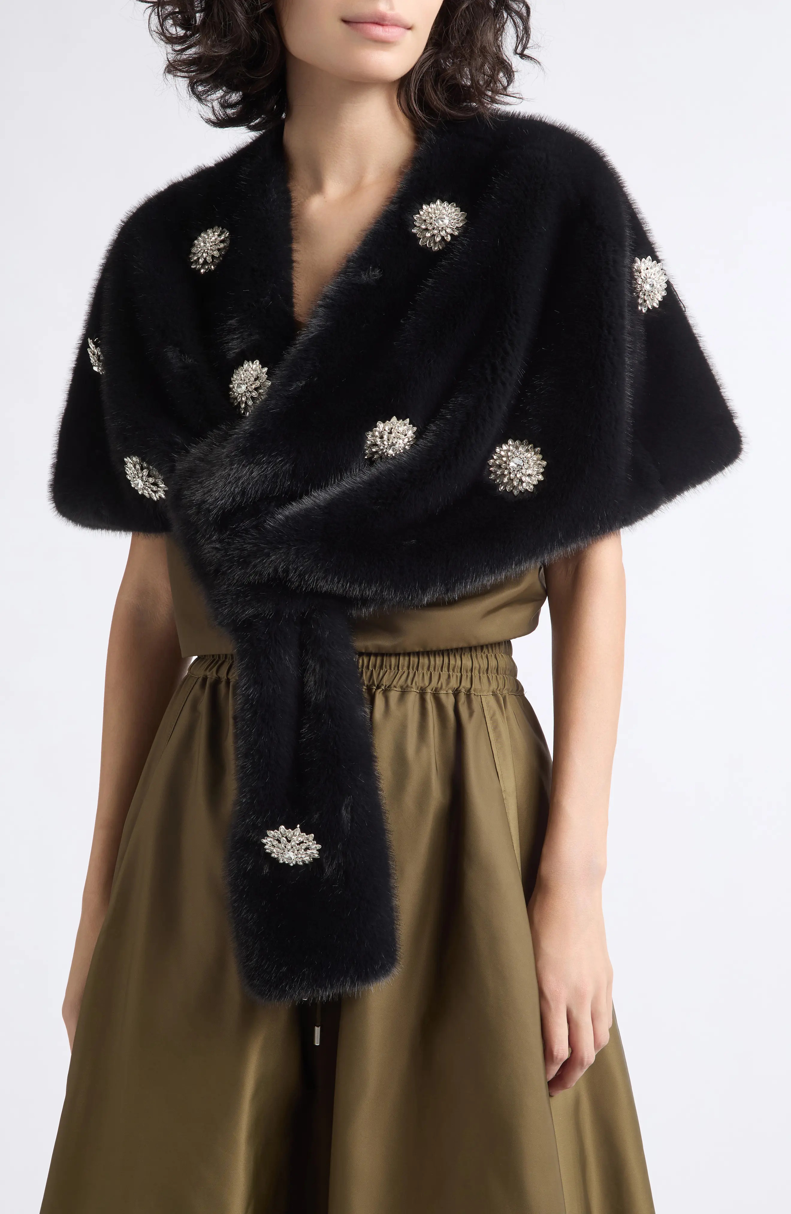 Cinq \u00e0 Sept Rhinestone Dahlia Gianella Faux Fur Stole (Women) | Nordstrom | Nordstrom