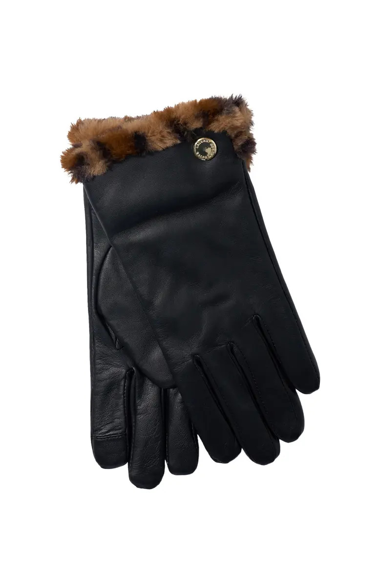 Lauren Ralph Lauren Faux Fur Lined Leather Touch Glove | Nordstrom | Nordstrom