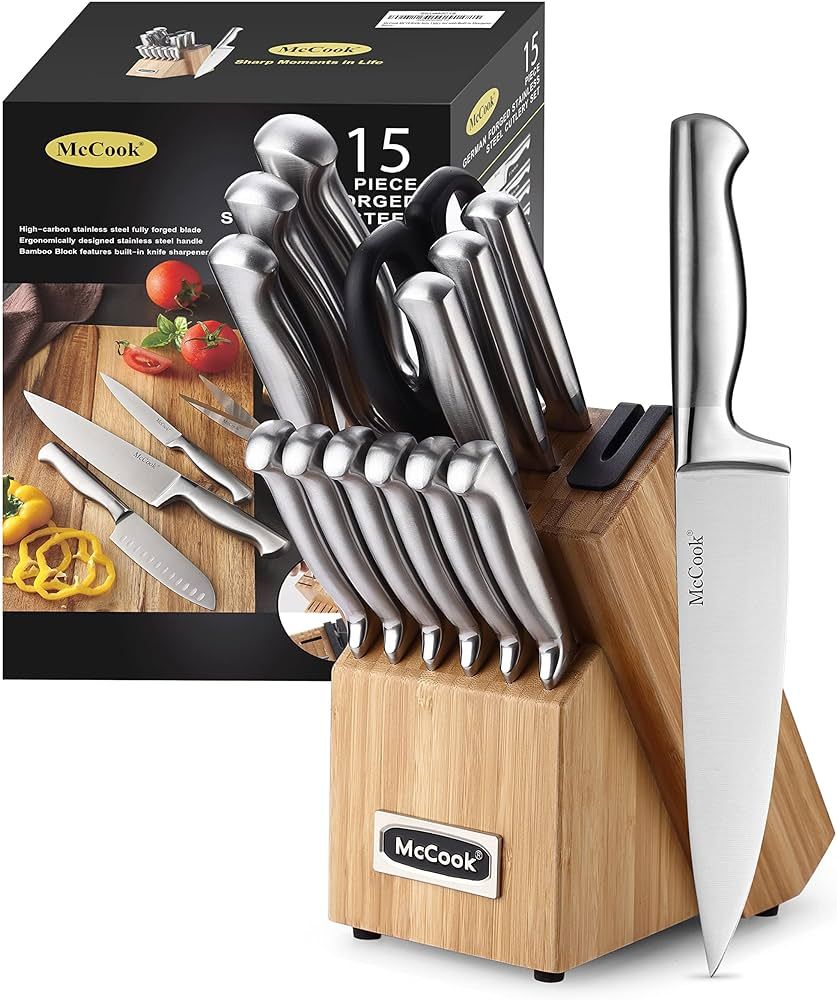 McCook® Knife Sets,German Stainless Steel Knife Block Sets with Built-in Sharpener | Amazon (US)