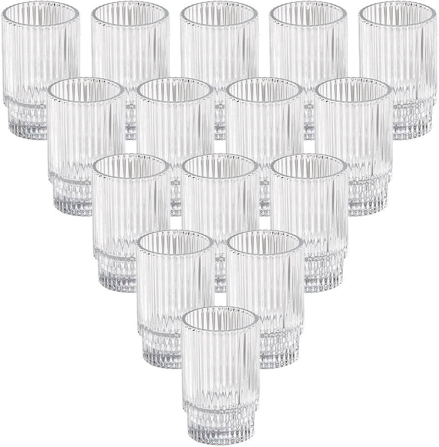 Serene Spaces Living 3.75in Clear Ribbed Glass Votive Holder, Decorative Centerpiece for Wedding,... | Amazon (US)