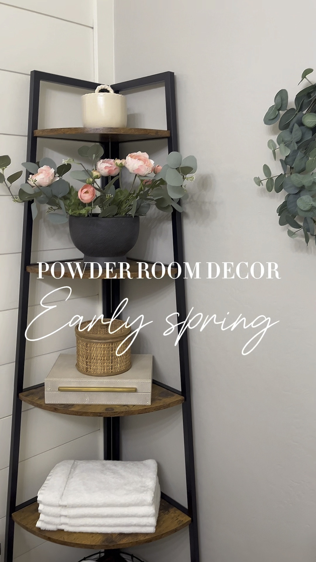 Powder room decor for early spring!  Follow @lifeinmyarizonahome on Instagram for more inspiration. 

This beautiful artwork, florals, and waffle weave towels are the perfect addition to the powder room as I start adding more spring to my home.   This 5 tier corner shelf is great for extra storage and of course adding decor. 

#LTKHome #LTKSeasonal #LTKWatchNow