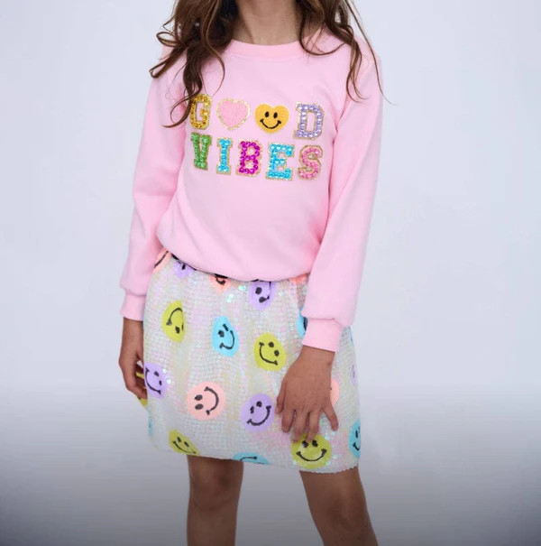 Rainbow Emoji Sequin Skirt | Lola + The Boys