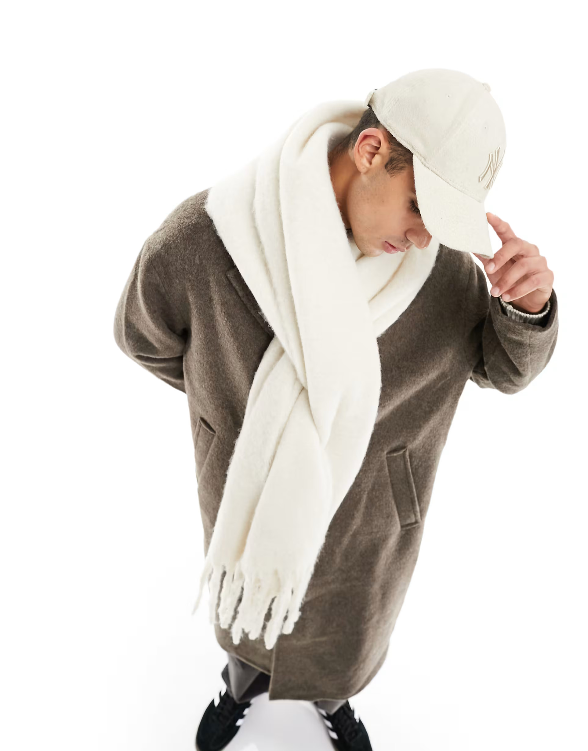 ASOS DESIGN fluffy blanket scarf in ecru | ASOS (Global)