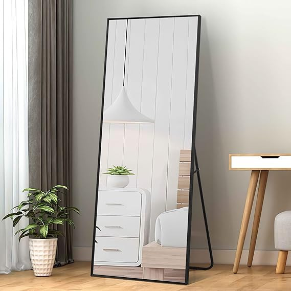 NeuType 55" X 16" Full Length Mirror Aluminum Alloy Thin Frame Floor Wall Mirror Dressing Mirror ... | Amazon (US)