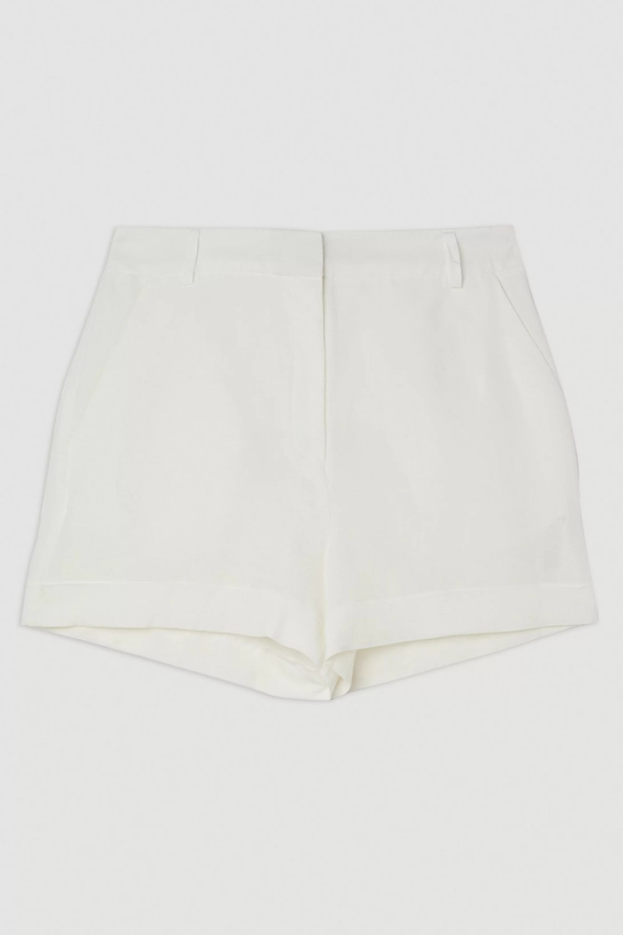 Premium Linen Viscose Tailored Turn Up Hem Shorts | Karen Millen UK + IE + DE + NL