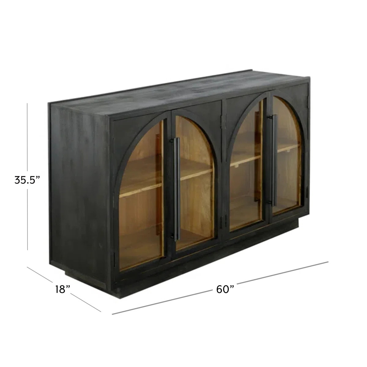 Arvetta 60" Wood Four Door Sideboard with Glass | Wayfair North America