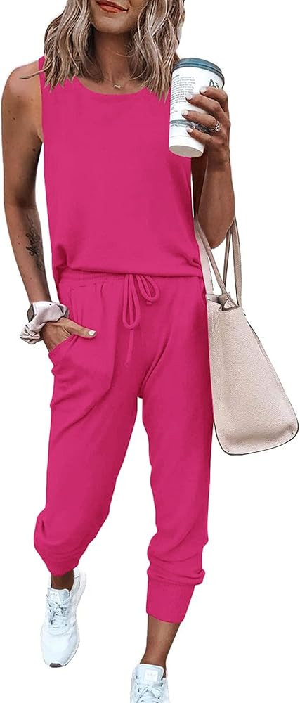 PRETTYGARDEN Women's Two Piece Outfit Sets Summer Casual Sleeveless Crewneck Tops Matching Travel... | Amazon (US)