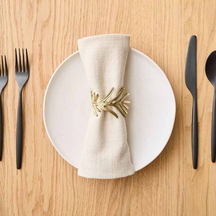 Forest Shine Metal Sprig Napkin Ring Sets | West Elm (US)