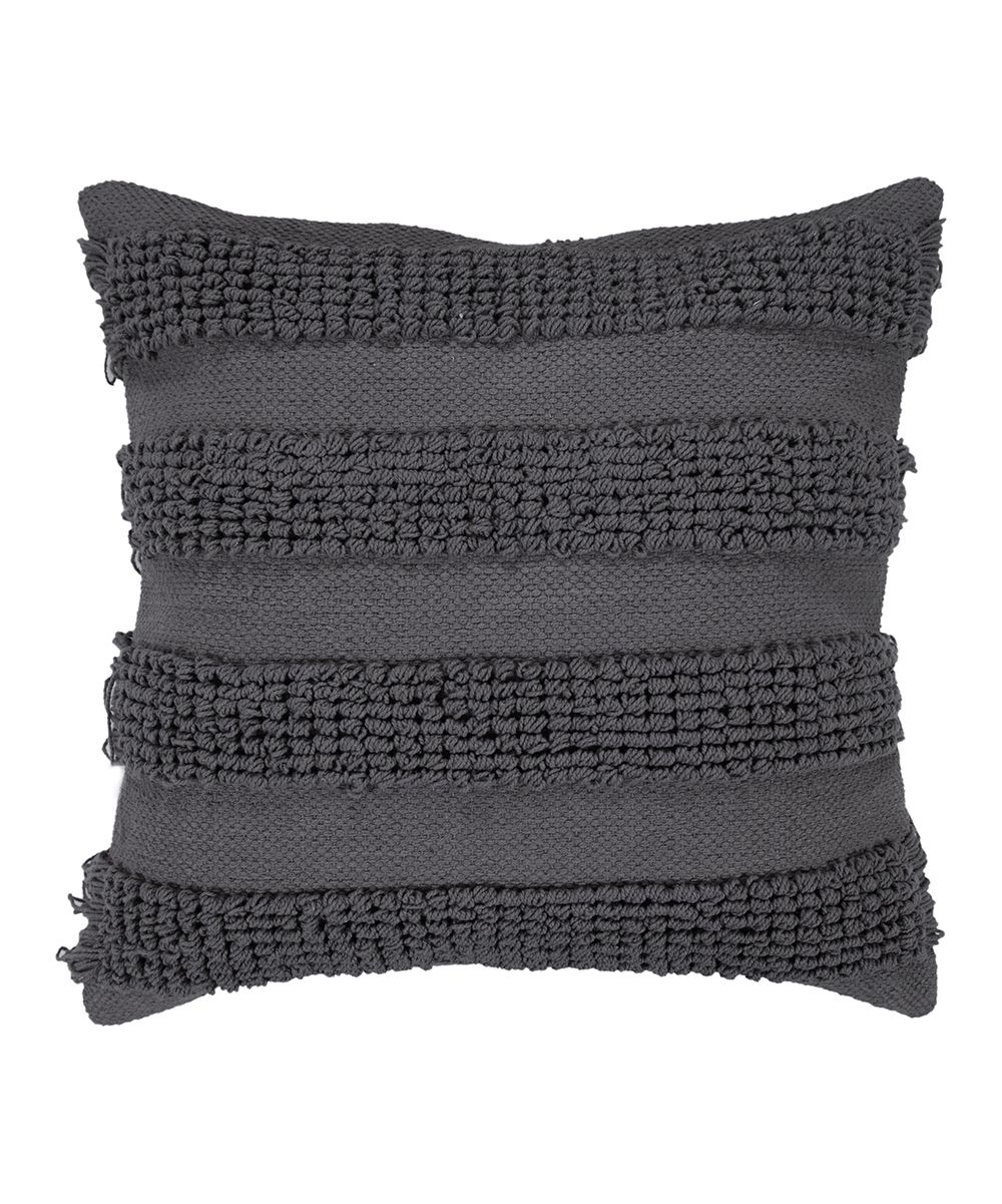 Saatvik Throw Pillows Grey - Gray Textured-Stripe Throw Pillow | Zulily