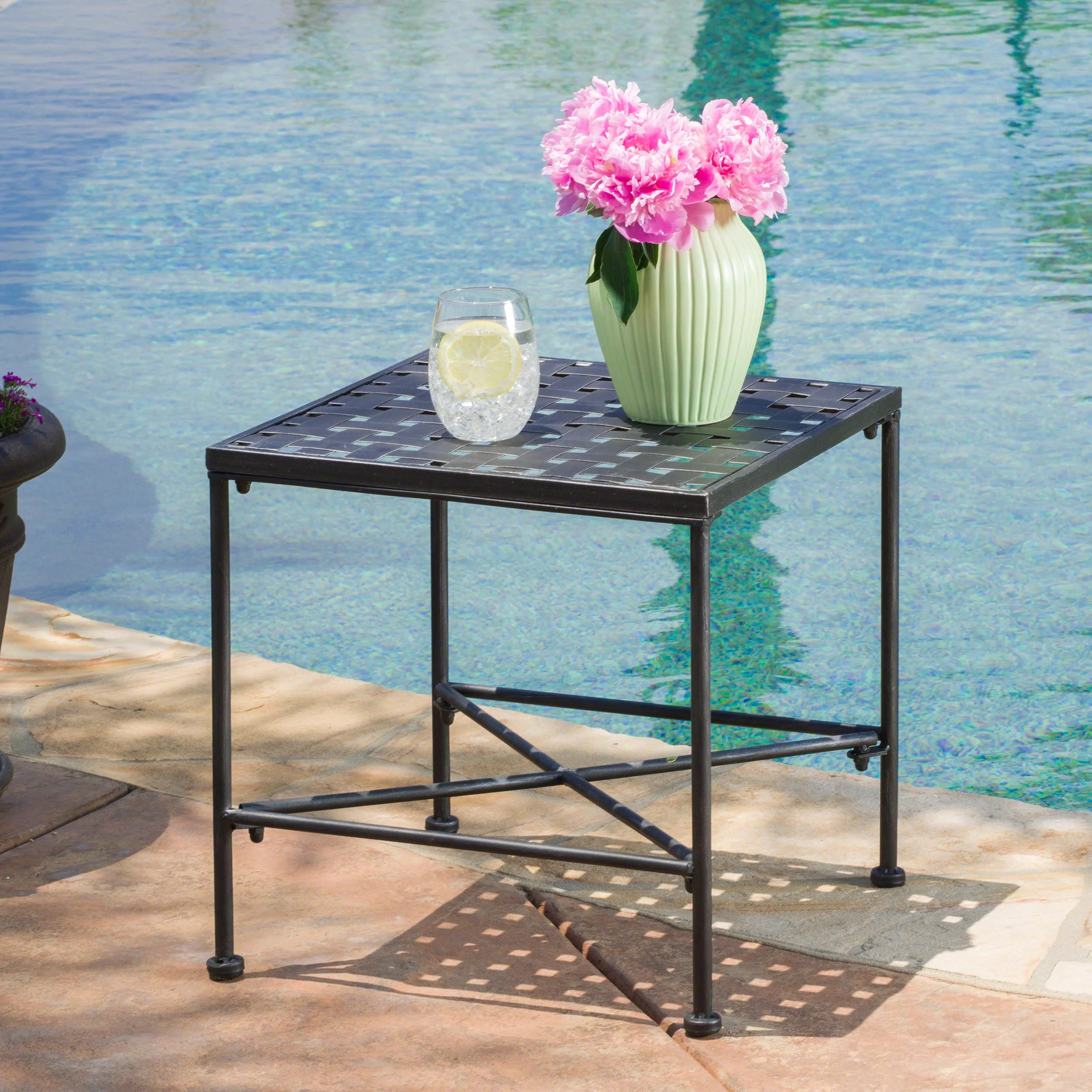 Alexander Outdoor Iron End Table, Black | Walmart (US)