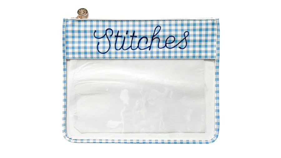 Large Printed Stitches Clear Zip Pouch | Penny Linn Designs