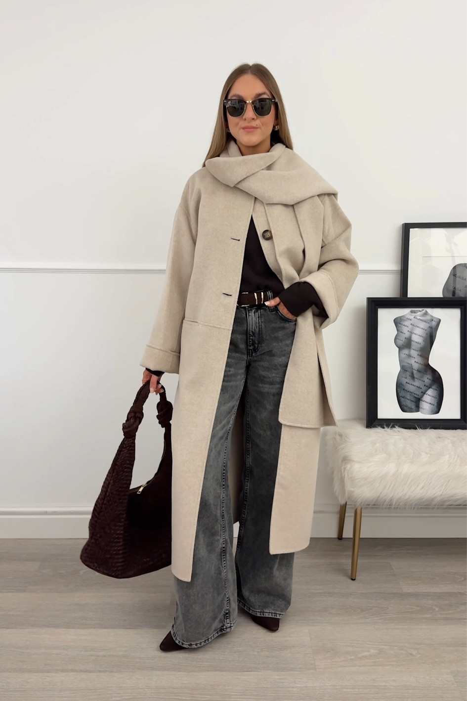 Grey wide leg jeans & a scarf coat.

Coat- small
Jeans- 6 short 

#LTKstyletip #LTKeurope #LTKautumn
