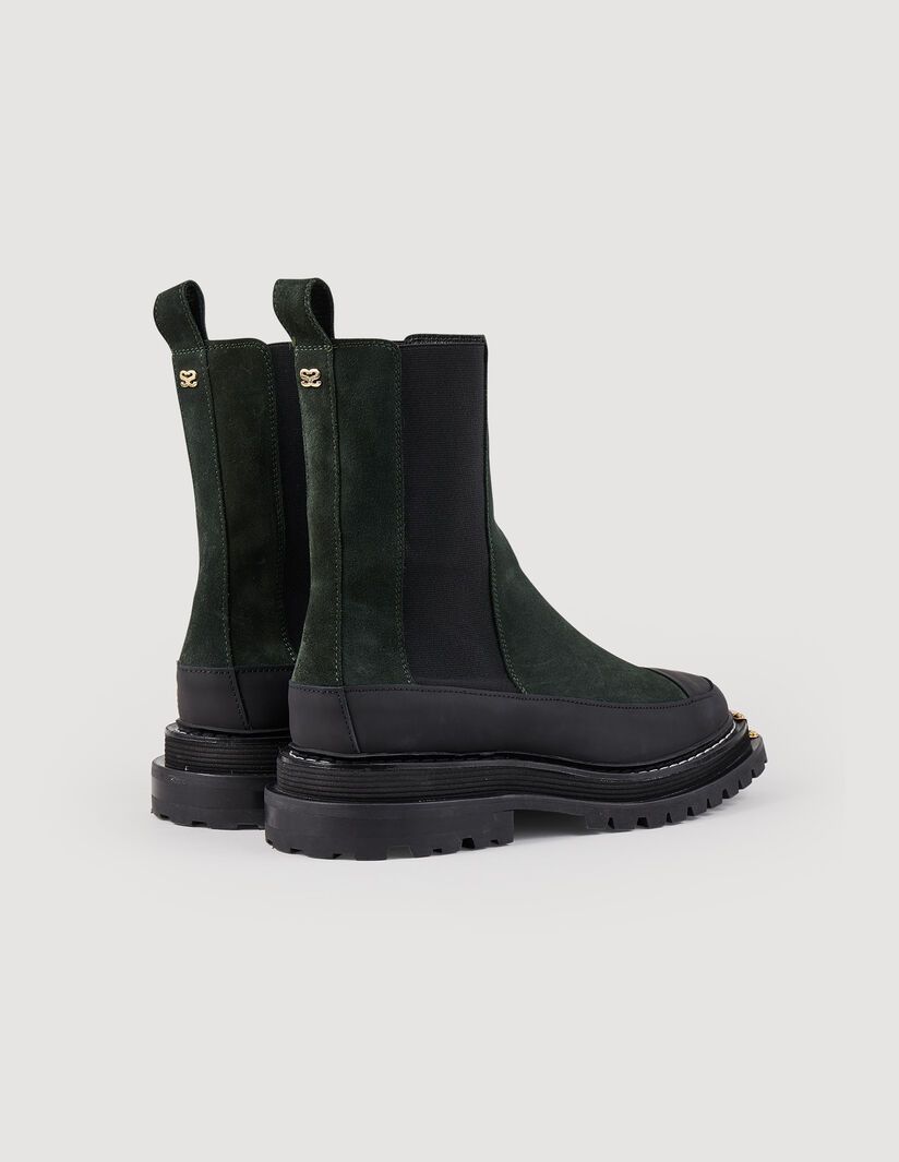 Leather Chelsea boots with notched sole | Sandro-Paris US