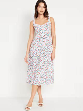 Fit & Flare Sleeveless Midi Dress | Old Navy (US)