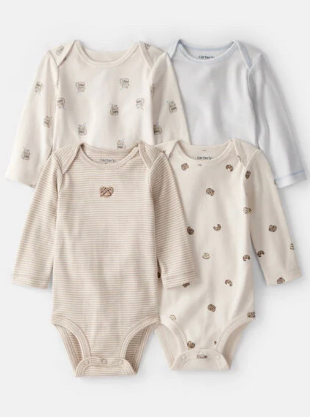 Baby 4-Pack Snack Time Long-Sleeve Multipack Bodysuits - Blue/White/Brown

#LTKmomlife #LTKBaby #LTKKids