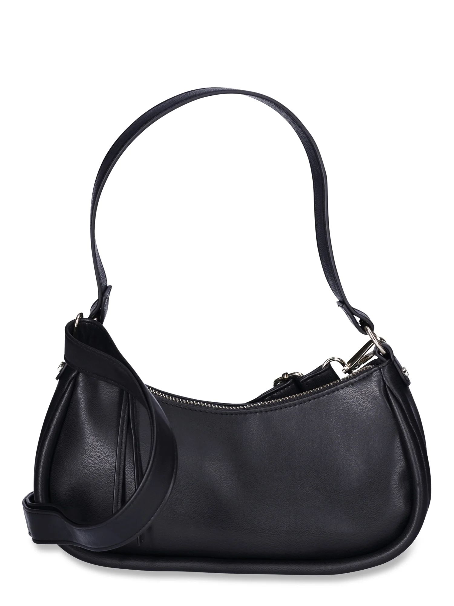 No Boundaries Women's Baguette Shoulder Bag with Crossbody Strap, Black | Walmart (US)