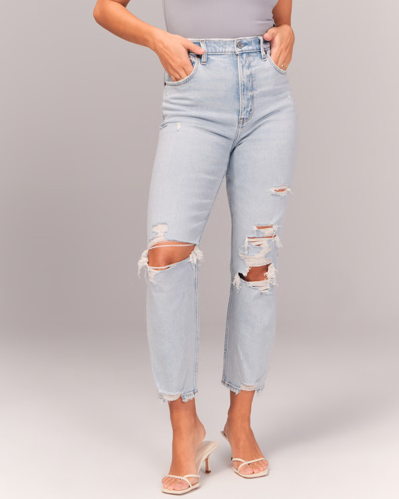 Ultra High Rise Ankle Straight Jeans | Abercrombie & Fitch (US)