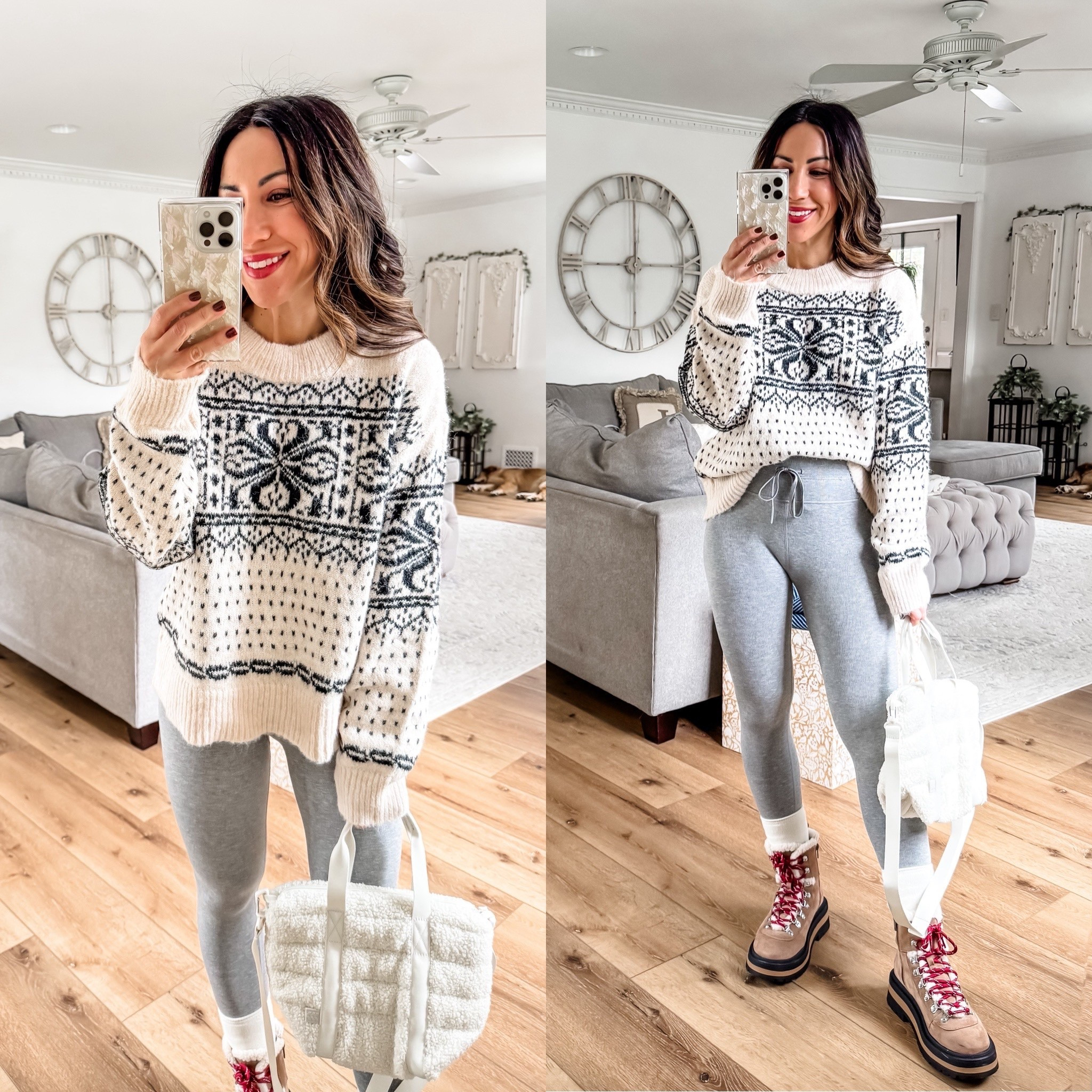 Small sweater, small gray leggings. Target style.

#LTKHoliday #LTKOver40 #LTKFindsUnder50